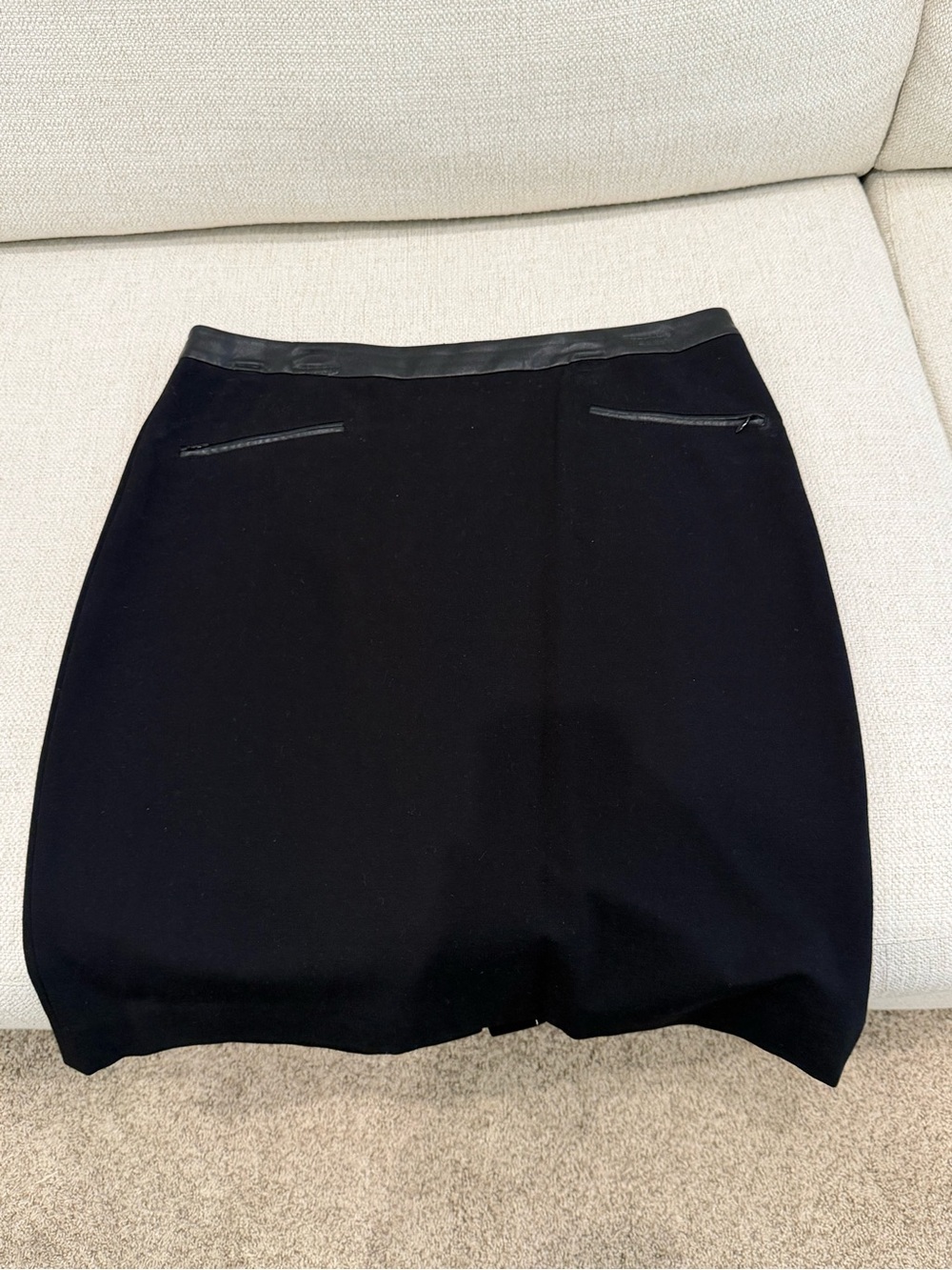 Talbots Black Pencil Skirt with Leather Trim